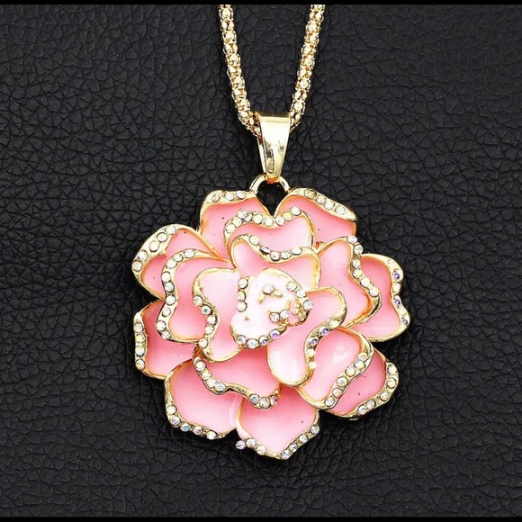 Crystal Rose Pendant Necklace by Betsey Johnson - Picture 3 of 4